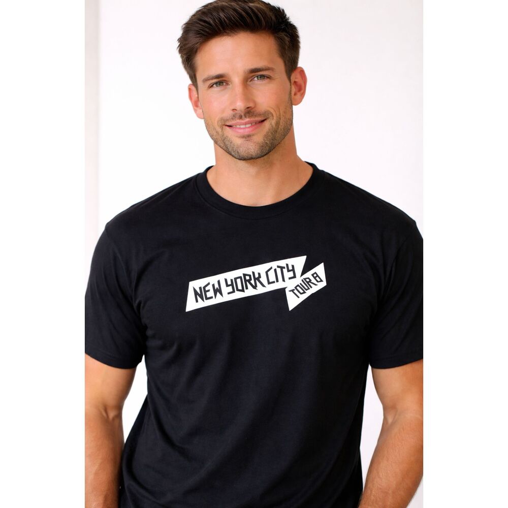 New York City Tour 8 Men’s Black Tee Size Medium Birch & Stone Wild Side 7-19-87